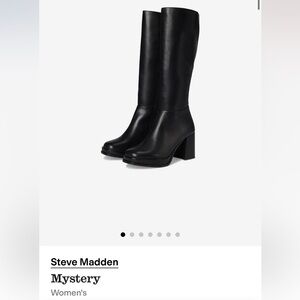 Steve Madden Black Knee High Leather Boots Mystery